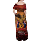 ANZAC Day Lest We Forget Off Shoulder Maxi Dress Australian Veterans Remembrance Tribute