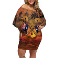 ANZAC Day Lest We Forget Off Shoulder Short Dress Australian Veterans Remembrance Tribute