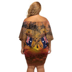 ANZAC Day Lest We Forget Off Shoulder Short Dress Australian Veterans Remembrance Tribute