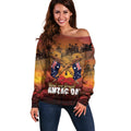 ANZAC Day Lest We Forget Off Shoulder Sweater Australian Veterans Remembrance Tribute