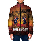 ANZAC Day Lest We Forget Padded Jacket Australian Veterans Remembrance Tribute
