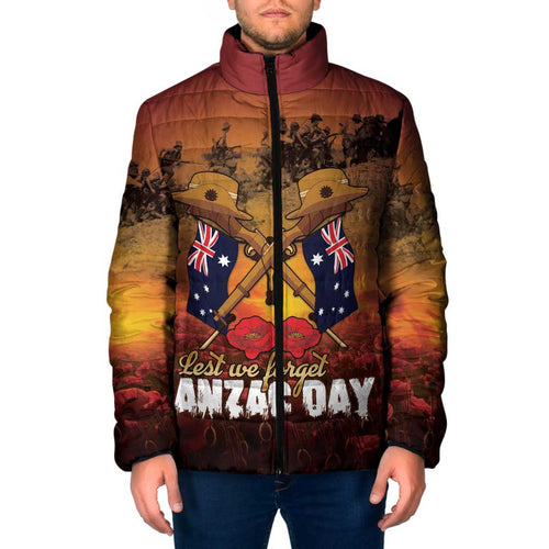 ANZAC Day Lest We Forget Padded Jacket Australian Veterans Remembrance Tribute