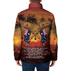 ANZAC Day Lest We Forget Padded Jacket Australian Veterans Remembrance Tribute