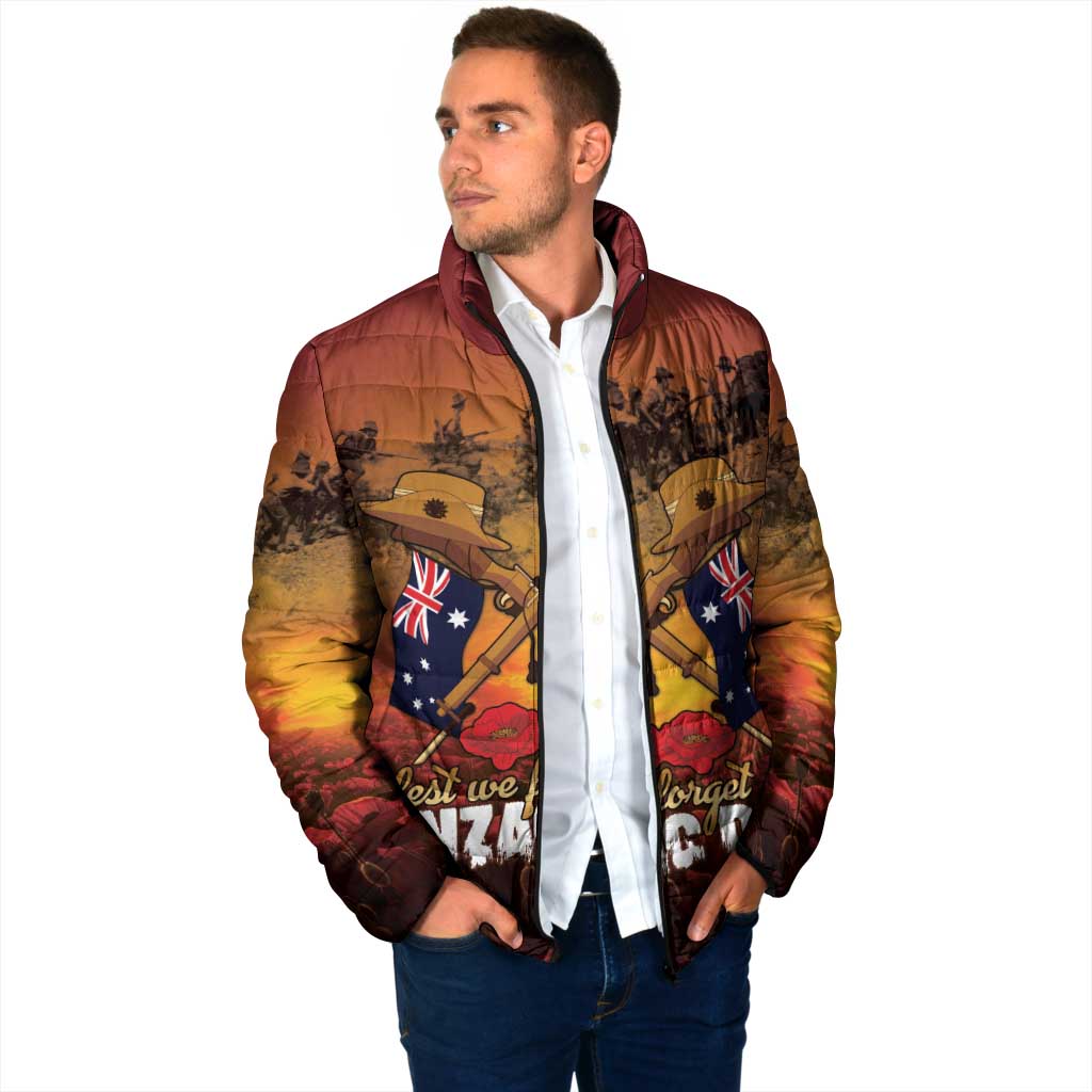 ANZAC Day Lest We Forget Padded Jacket Australian Veterans Remembrance Tribute
