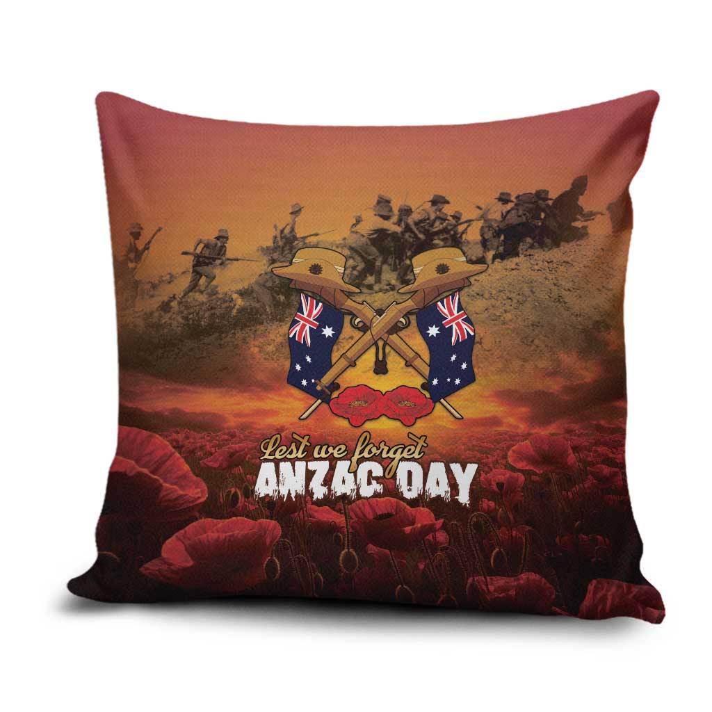 ANZAC Day Lest We Forget Pillow Cover Australian Veterans Remembrance Tribute