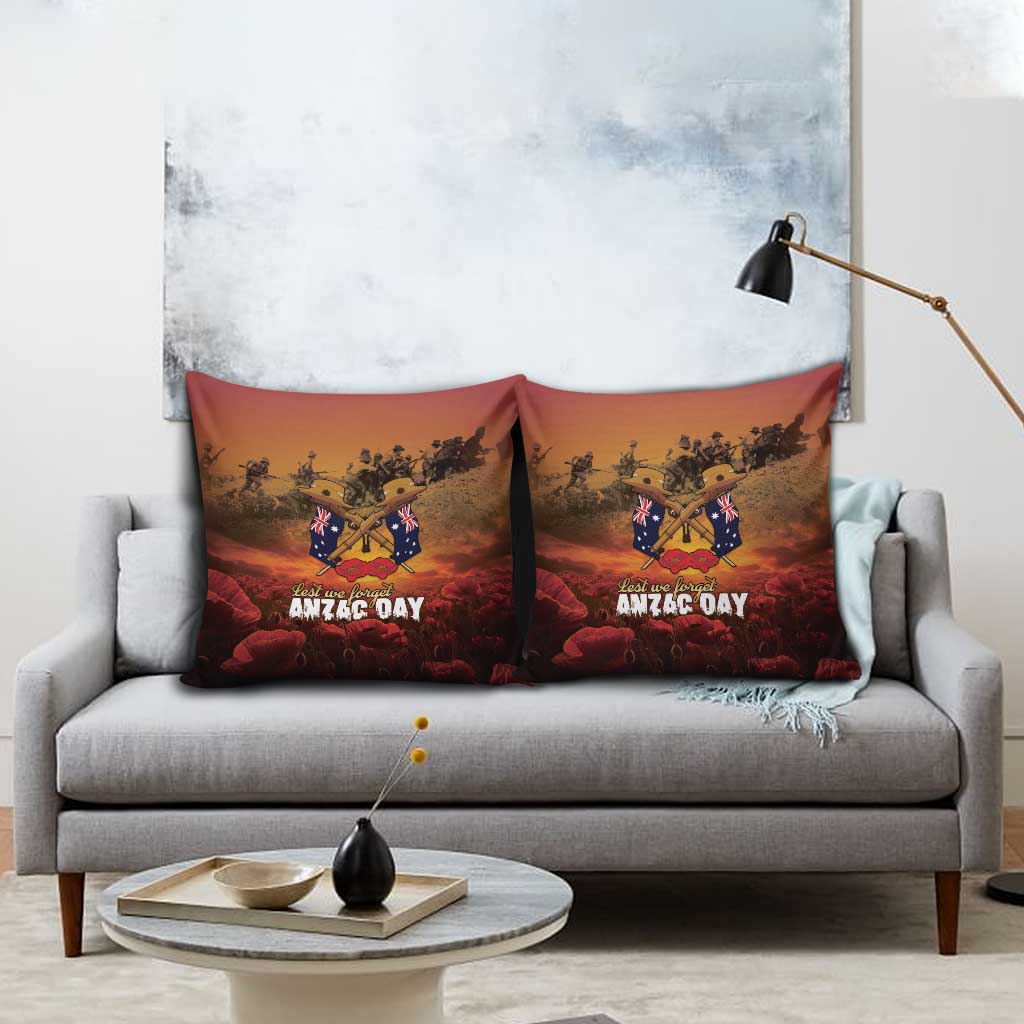 ANZAC Day Lest We Forget Pillow Cover Australian Veterans Remembrance Tribute