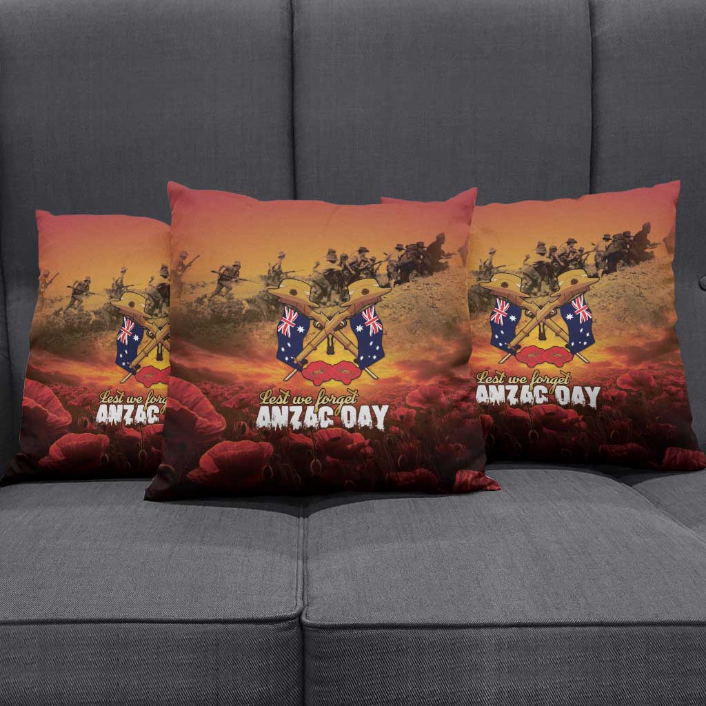 ANZAC Day Lest We Forget Pillow Cover Australian Veterans Remembrance Tribute