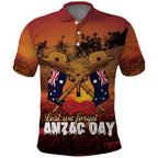 ANZAC Day Lest We Forget Polo Shirt Australian Veterans Remembrance Tribute