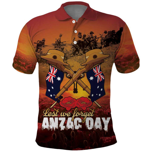 ANZAC Day Lest We Forget Polo Shirt Australian Veterans Remembrance Tribute