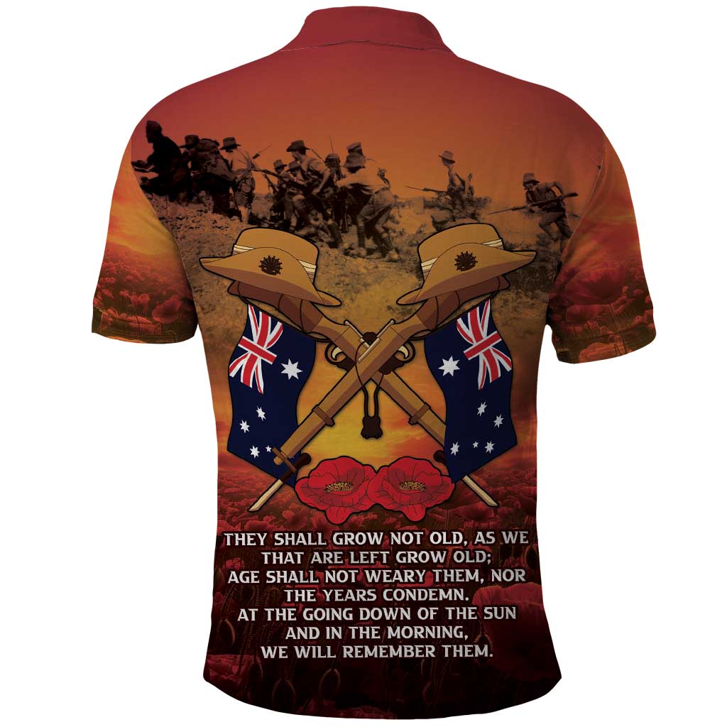 ANZAC Day Lest We Forget Polo Shirt Australian Veterans Remembrance Tribute