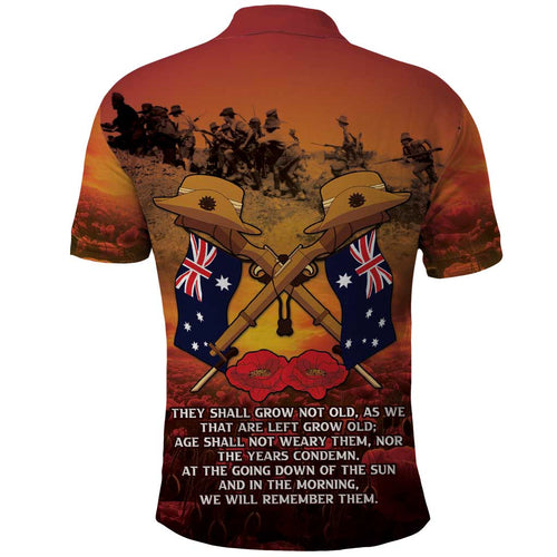 ANZAC Day Lest We Forget Polo Shirt Australian Veterans Remembrance Tribute