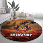 ANZAC Day Lest We Forget Round Carpet Australian Veterans Remembrance Tribute