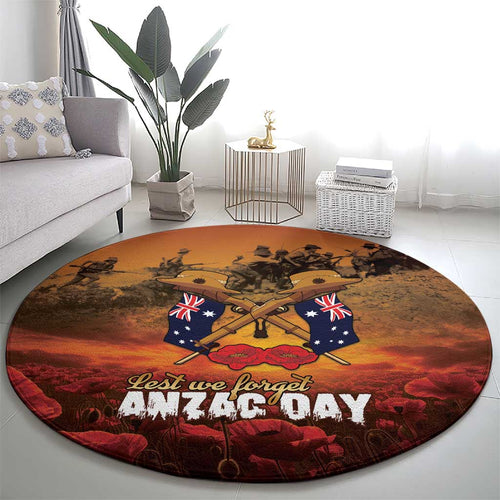 ANZAC Day Lest We Forget Round Carpet Australian Veterans Remembrance Tribute