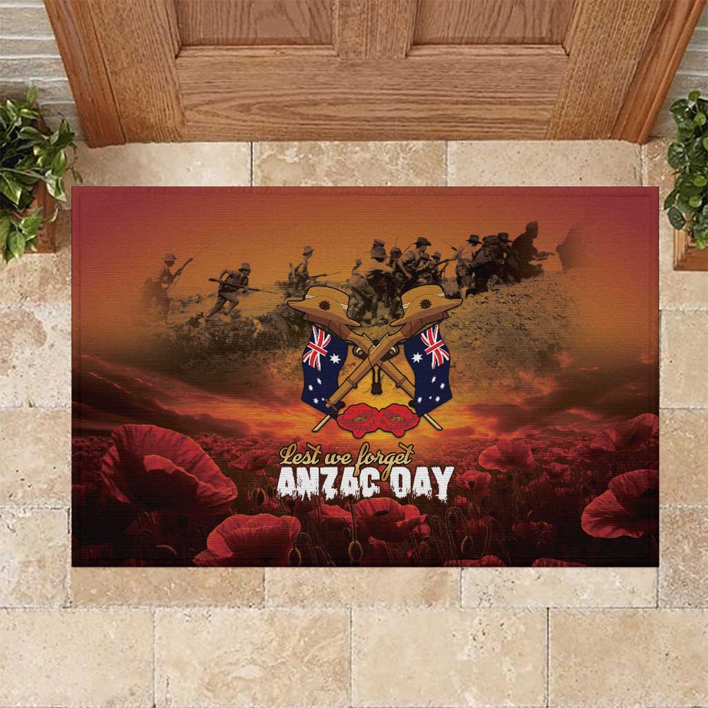 ANZAC Day Lest We Forget Rubber Doormat Australian Veterans Remembrance Tribute