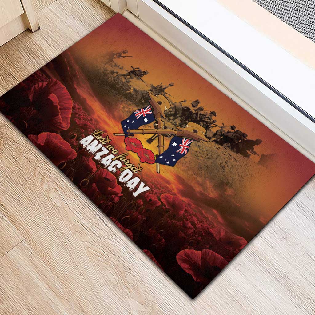 ANZAC Day Lest We Forget Rubber Doormat Australian Veterans Remembrance Tribute