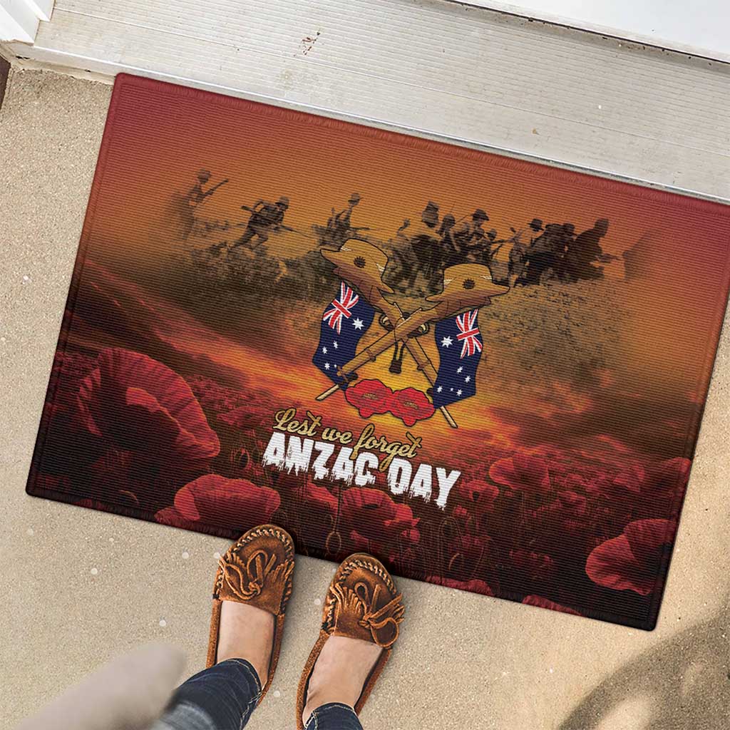 ANZAC Day Lest We Forget Rubber Doormat Australian Veterans Remembrance Tribute