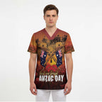 ANZAC Day Lest We Forget Scrub Top Australian Veterans Remembrance Tribute