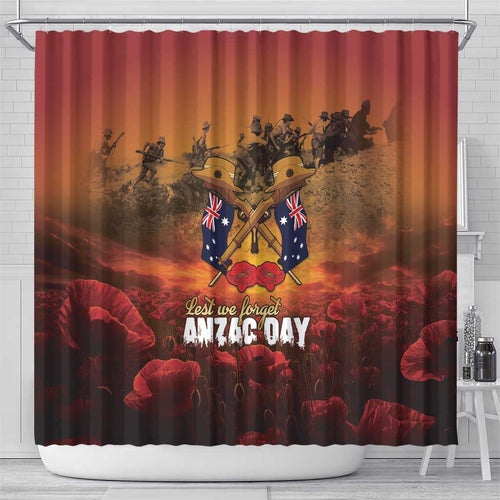 ANZAC Day Lest We Forget Shower Curtain Australian Veterans Remembrance Tribute
