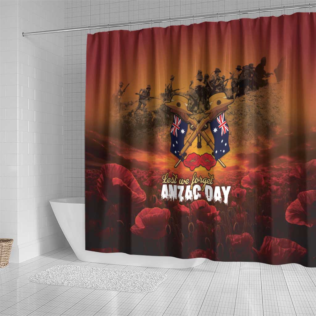 ANZAC Day Lest We Forget Shower Curtain Australian Veterans Remembrance Tribute