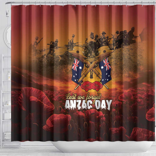 ANZAC Day Lest We Forget Shower Curtain Australian Veterans Remembrance Tribute
