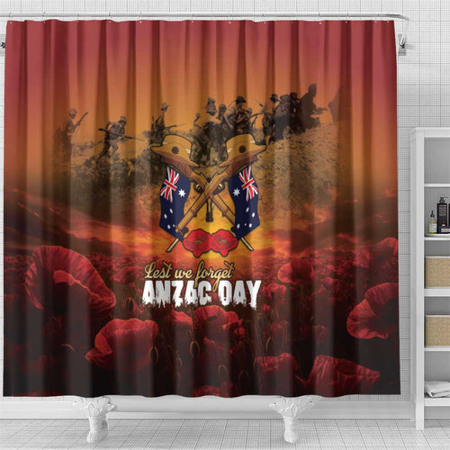ANZAC Day Lest We Forget Shower Curtain Australian Veterans Remembrance Tribute