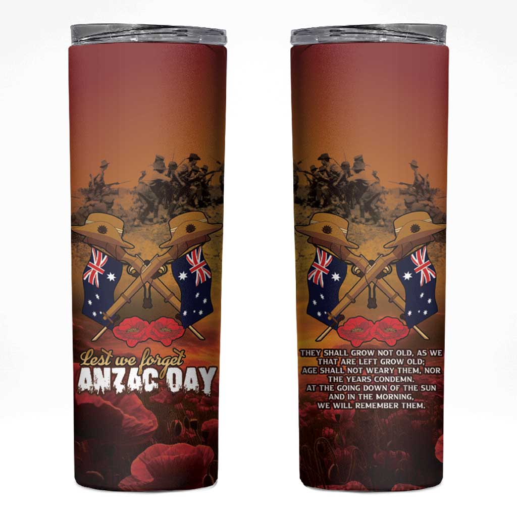 ANZAC Day Lest We Forget Skinny Tumbler Australian Veterans Remembrance Tribute