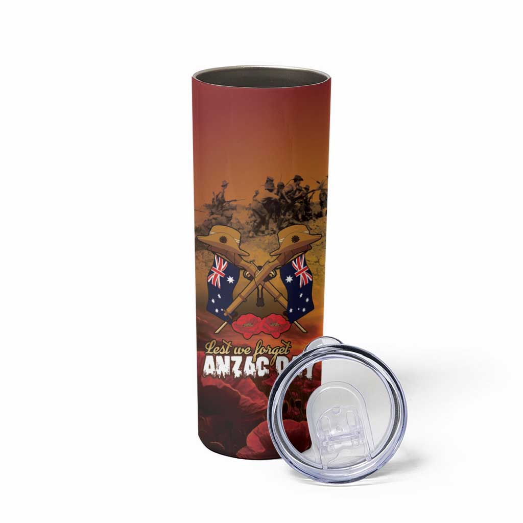 ANZAC Day Lest We Forget Skinny Tumbler Australian Veterans Remembrance Tribute