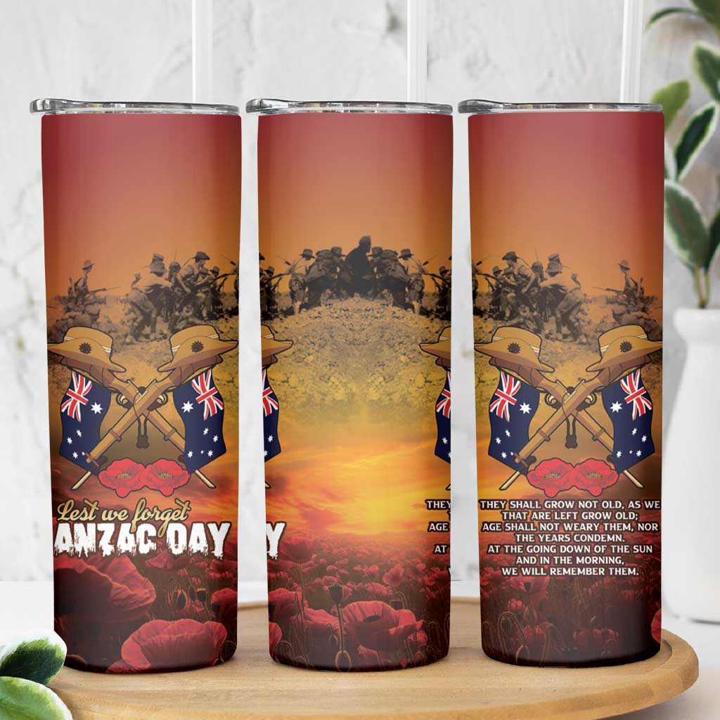 ANZAC Day Lest We Forget Skinny Tumbler Australian Veterans Remembrance Tribute