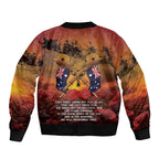 ANZAC Day Lest We Forget Sleeve Zip Bomber Jacket Australian Veterans Remembrance Tribute