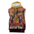 ANZAC Day Lest We Forget Sleeveless Hoodie Australian Veterans Remembrance Tribute