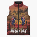 ANZAC Day Lest We Forget Sleeveless Puffer Jacket Australian Veterans Remembrance Tribute