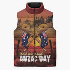 ANZAC Day Lest We Forget Sleeveless Puffer Jacket Australian Veterans Remembrance Tribute