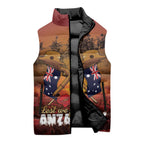 ANZAC Day Lest We Forget Sleeveless Puffer Jacket Australian Veterans Remembrance Tribute
