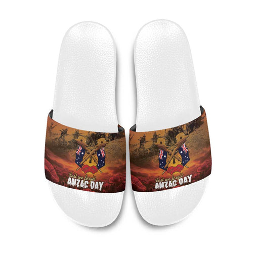 ANZAC Day Lest We Forget Slide Sandals Australian Veterans Remembrance Tribute