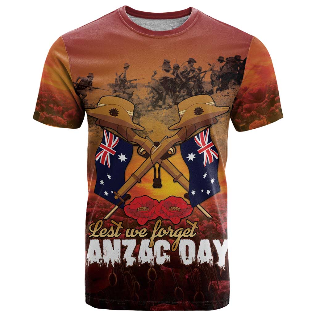 ANZAC Day Lest We Forget T Shirt Australian Veterans Remembrance Tribute