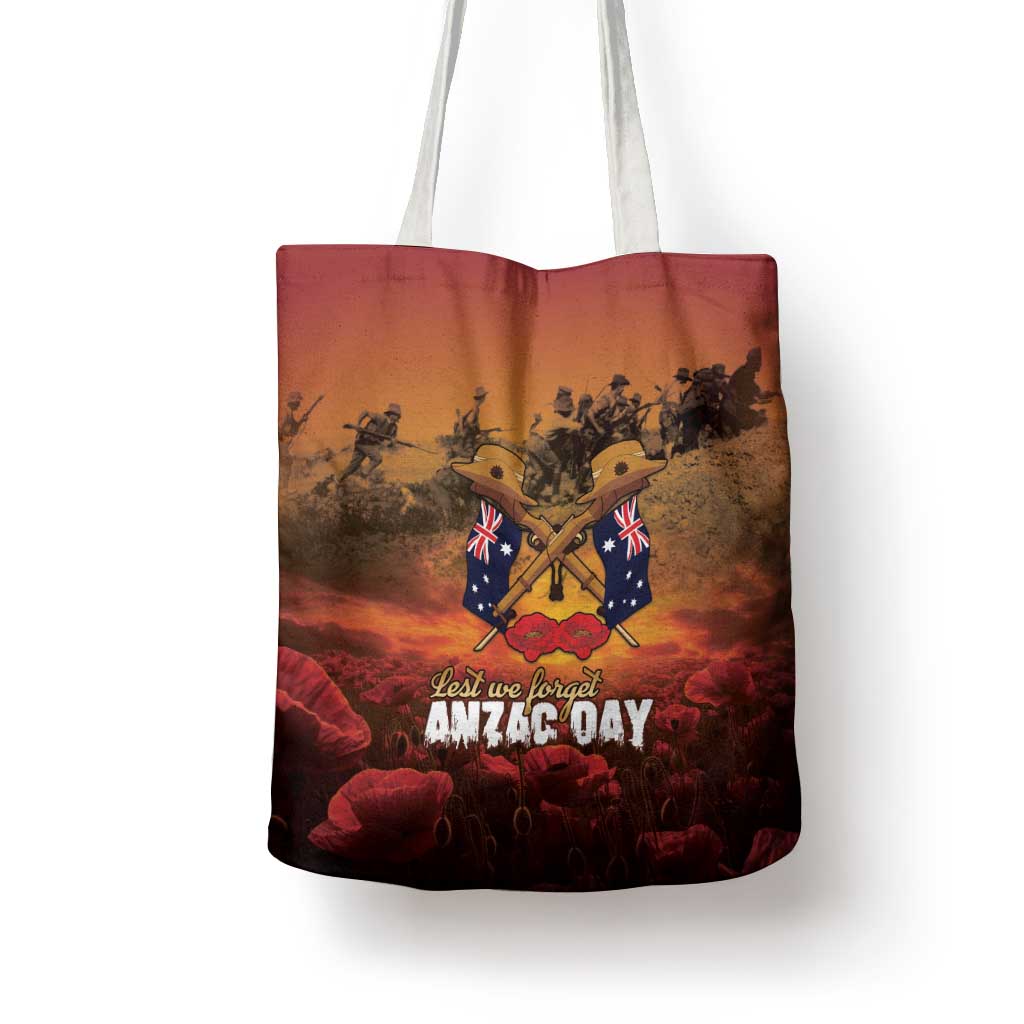 ANZAC Day Lest We Forget Tote Bag Australian Veterans Remembrance Tribute