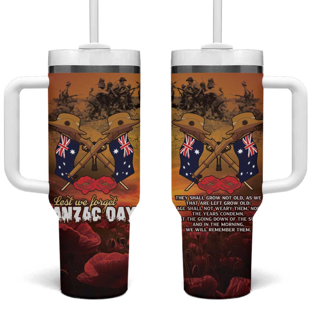 ANZAC Day Lest We Forget Tumbler With Handle Australian Veterans Remembrance Tribute
