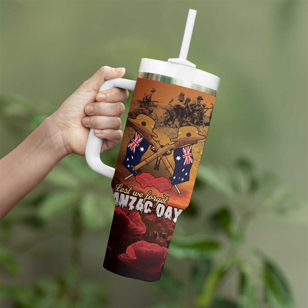 ANZAC Day Lest We Forget Tumbler With Handle Australian Veterans Remembrance Tribute