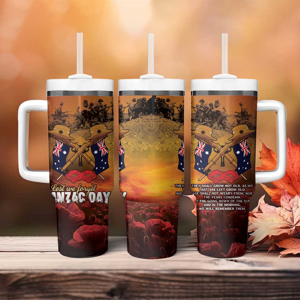 ANZAC Day Lest We Forget Tumbler With Handle Australian Veterans Remembrance Tribute
