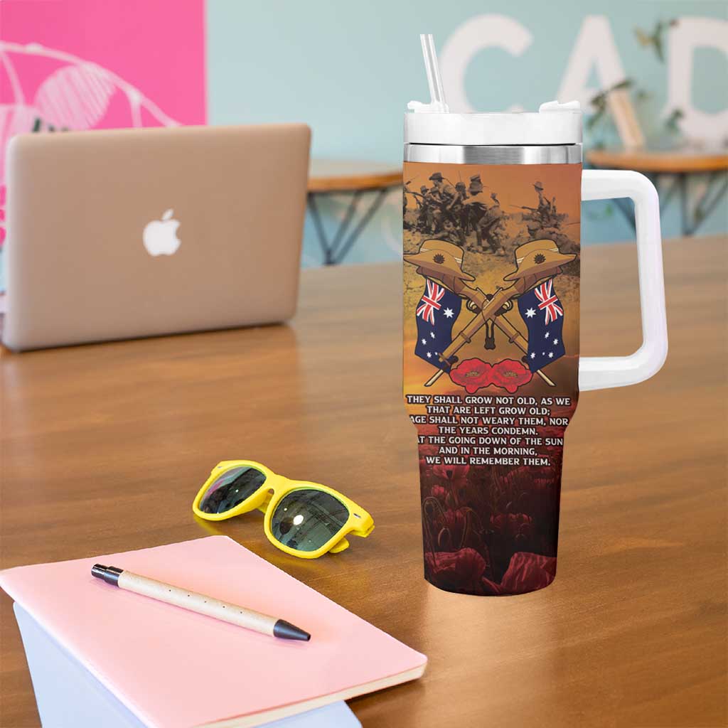 ANZAC Day Lest We Forget Tumbler With Handle Australian Veterans Remembrance Tribute