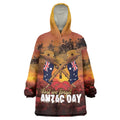 ANZAC Day Lest We Forget Wearable Blanket Hoodie Australian Veterans Remembrance Tribute