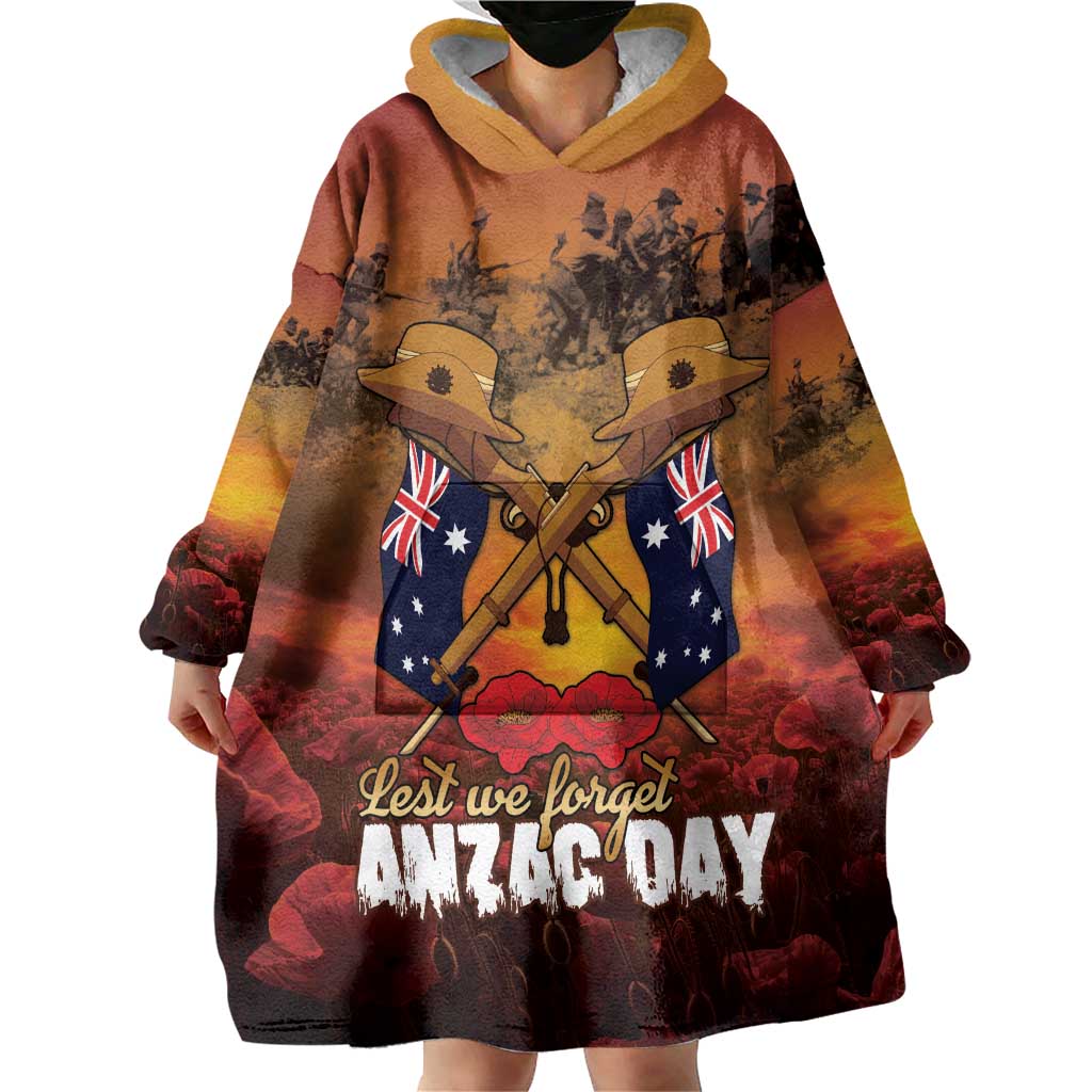 ANZAC Day Lest We Forget Wearable Blanket Hoodie Australian Veterans Remembrance Tribute
