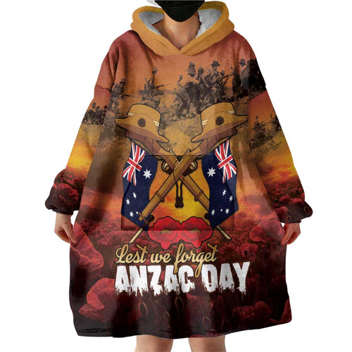 ANZAC Day Lest We Forget Wearable Blanket Hoodie Australian Veterans Remembrance Tribute