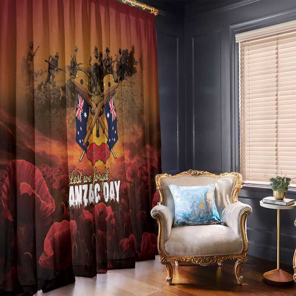 ANZAC Day Lest We Forget Window Curtain Australian Veterans Remembrance Tribute