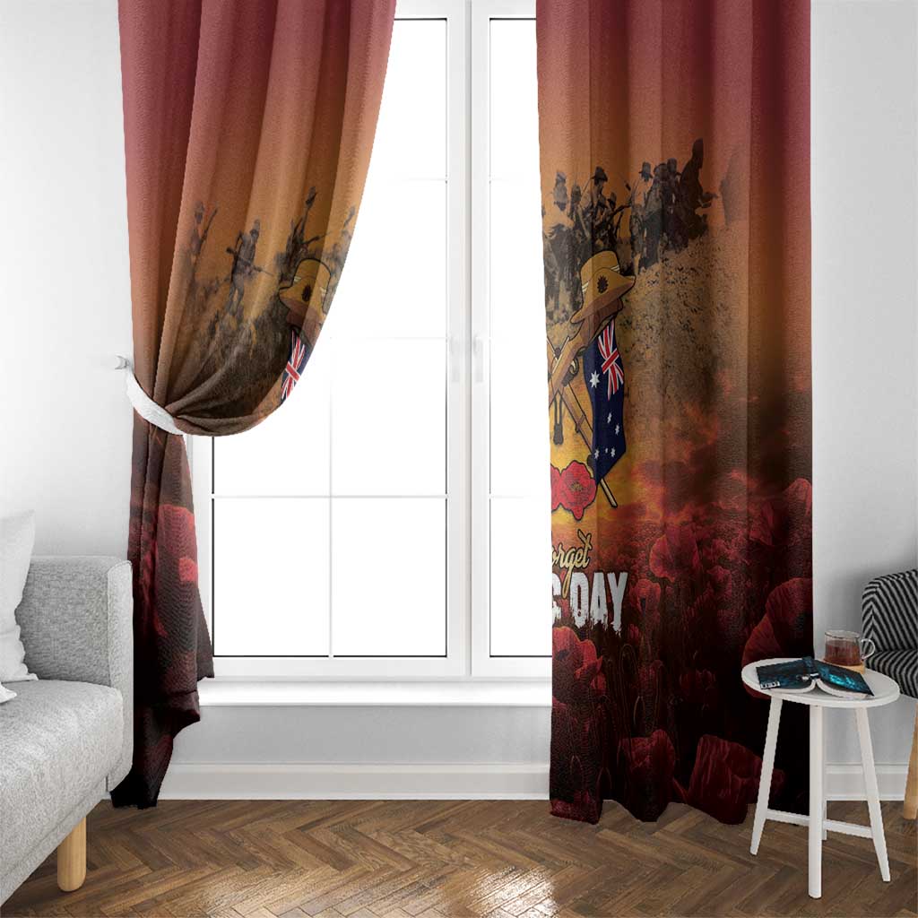 ANZAC Day Lest We Forget Window Curtain Australian Veterans Remembrance Tribute