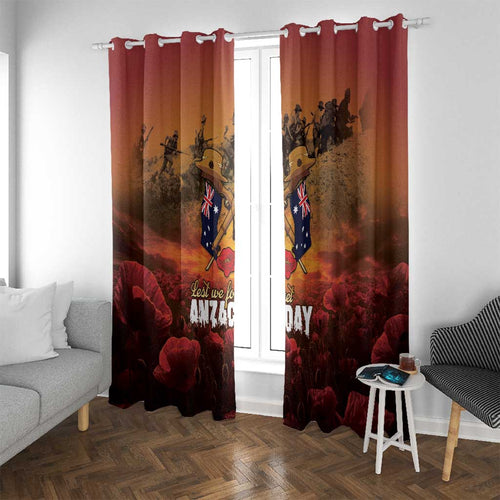 ANZAC Day Lest We Forget Window Curtain Australian Veterans Remembrance Tribute