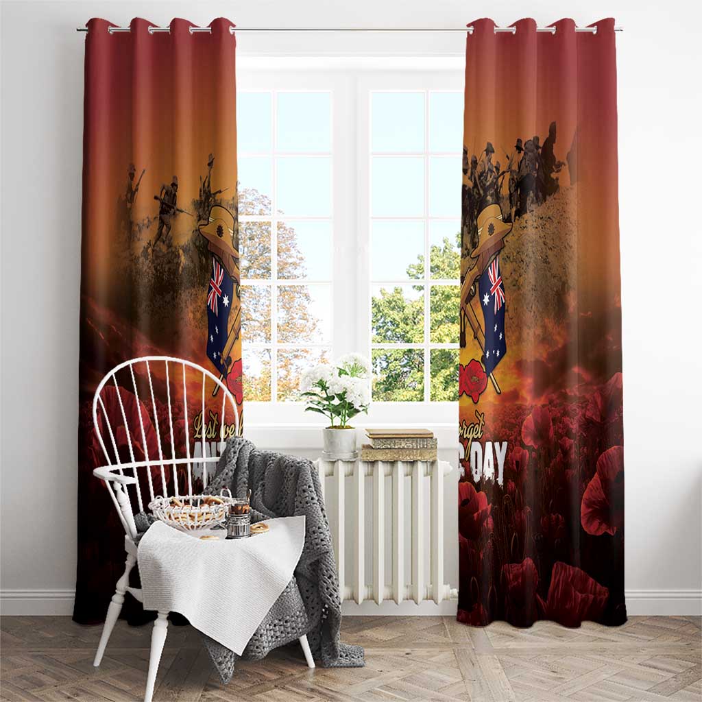 ANZAC Day Lest We Forget Window Curtain Australian Veterans Remembrance Tribute