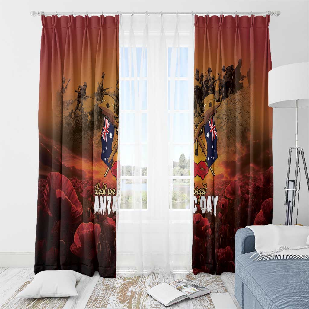 ANZAC Day Lest We Forget Window Curtain Australian Veterans Remembrance Tribute