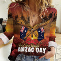 ANZAC Day Lest We Forget Women Casual Shirt Australian Veterans Remembrance Tribute