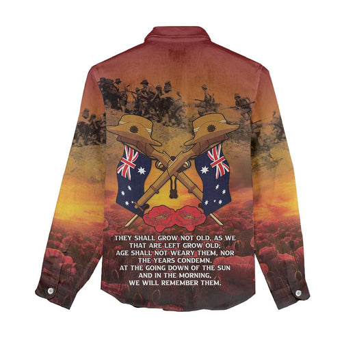 ANZAC Day Lest We Forget Women Casual Shirt Australian Veterans Remembrance Tribute